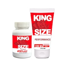 King Size Erkeklere Sertliğine Ve Kuvvetine Yoğun Deneyim Veren 1200mg 30 Lu Kaps + 1200mg 50 Ml Kre