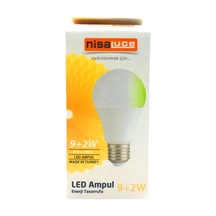 9+2w E27 Beyaz-yeşil Led Ampul 5250 Çok Renkli