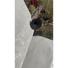 Denf Home Krem Açık Gri Saten Bambu İnce Sık Dokuma Parlak Yüzey Kaymaz Özel Kesme Salon Koridor Halı Yolluk Krem.a.gri