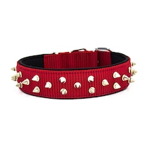 Doggie Konfor El Yapımı Çivili Köpek Boyun Tasması 4x57-65 CM Kırm Kırmızı