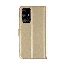 Samsung Galaxy M31s Kılıf Trend S Plus Kapaklı Kılıf - Gold