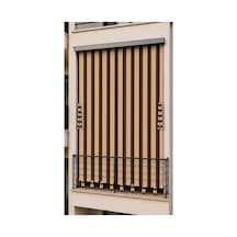 Suya Dayanıklı Kornişli Balkon Perdesi Modern Dış Mekan Fon Perde Kahverengi-krem Kahverengi Krem