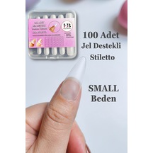 100 Adet Small Uzun Stiletto Jel Destekli Takma Tırnak Small