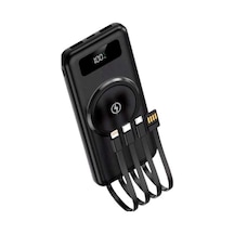 Kablosuz Çoklu Şarj Girişli 10.000 Mah Kablolu Powerbank Taşınabilir Antrasit Melanj
