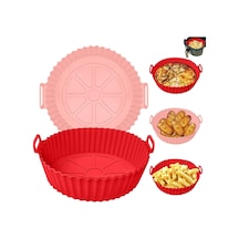 Pişirme Kabı Yuvarlak Hava Fritözü Aksesuarı Tüm Airfryerlara Uyumlu Yıkanabilir Leke Tutmaz Esnek Kızartma Teps