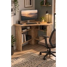 Sulorahome Köşe Çalışma Masası Kahverengi Atlantik Çam Desenli
