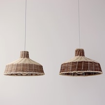 Bambu & Rattan Salon Yatak Odası, Mutfak Konik Dekoratif Sarkıt Avize, Aydınlatma 2li Set 35x35cm-9087424041810