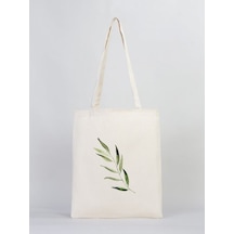 Zeytin Dalı Baskılı Doğal Gabardin Bez Çanta - Gdn20234002 Bej