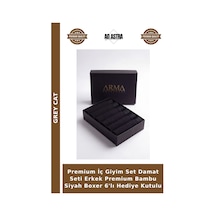 Grey Cat Premium İç Giyim Set Damat Seti Erkek Premium Bambu Siyah Boxer 6'lı Hediye Kutulu Siyah-6