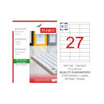 Tanex 2327 Laser Etiket 70x30mm 27x100 2700 Adet Diğer
