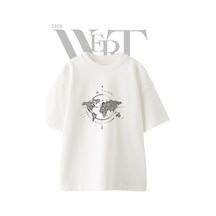 Thewert Travel Map Tasarım Baskılı Ünisex Beyaz Oversize T-shirt