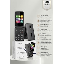 Mpia Pro E Katlanabilir Kapaklı Tuşlu Cep Telefonu - Type-c Şarjlı, Çift Ekran Görünümlü Yaşlı / Asker Telefonu