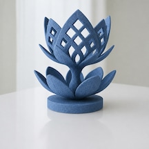 3d Baskı Lotus Çiçeği Mumluk - Dekoratif Tealight Mumluk-mavi Çok Renkli