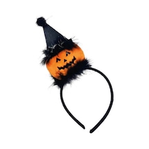Turuncu Şapkalı Bal Kabağı Figürlü Halloween Kız Çocuk Taç Turuncu