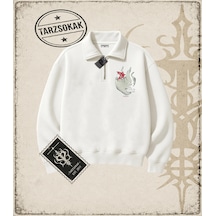 Tarzsokak Gotik & Grunge Streetwear Away Your Yarım Fermuarlı Sweatshirt Beyaz