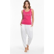 Şahinler Bayan Yazlık Poly Şalvarlı Pijama 21519 Fusya