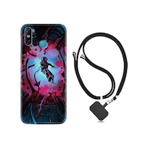 Infinix Smart 4 Kılıf Boyun Askılı Astronot Attack 1702 Siyah