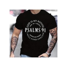Caddemia Yaz Gevşek Fit Trendy Mektup Psalms 91 Mektup Yüzük Desen Baskı Rahat Yuva Siyah 2XL