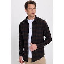 Tudors Erkek Slim Fit Dar Kesim Uzun Kollu Cepli Kareli Dama Desenli Kışlık Oduncu Gömlek-41699 Çok Renkli