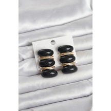Siyah Vintage Model Gold Renk Kadın Küpe - Siyah