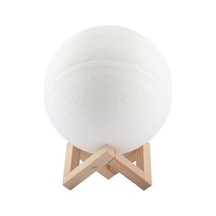 Willowhaven 18cm 3d Baskılı Jüpiter Led Gece Lambası, Usb Şarjlı 7 Renkli Değişen, Ahşap Tutucu Çok Renkli