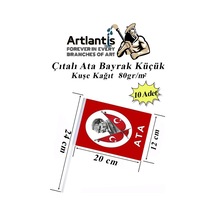 Çıtalı Ata Bayrak Kağıt 20x12 Cm 10 Adet Atalı Bayrak Çıtalı Sopalı Küçük Bayrak Plastik Çubuklu Bayrak