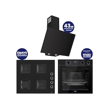 Ferre Steamart-Fryart-Silentart Serisi Siyah Set QEP64CS+SS205+D077-SA Emaye Izgara
