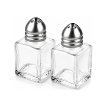 Mini Cam Tuzluk Biberlik Seti Kare Baharatlık Paslanmaz Çelik Kapaklı Şeffaf Cam Sofra Tuzluk Baharat Kabı Modern Dekoratif Tuzluk Biberlik Takımı 2 Çok Renkli