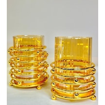 2'li Metal Camlı Mumluk Gaga-039