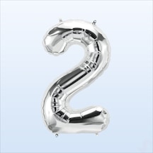 2 Yaş Rakam Gümüş Folyo Balon - 76 Cm
