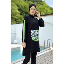 Maresiva Likralı Tam Kapalı Tesettür Mayo Carrıe 8223 Siyah Siyah