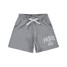 Civil Girls Paris Baskılı 2-5 Yaş Şort - Gri Gri Melanj