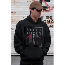 Sevbano Sleep Token Rock Metal Müzik Grubu Baskılı Unisex Oversize Hoodie Siyah