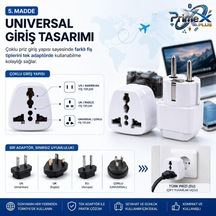 Primex Px-amc1 Universal Priz Dönüştürücü, Amerikan Priz Ve İngiliz Priz Türk Çevirici Adaptör, Us/uk To Eu Türk Fiş Adaptörü Seyahat Tipi Çevirici Çok Renkli