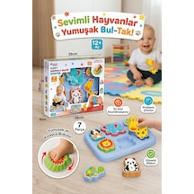 7 Parça Yumuşak Hayvan Şekilli Bul-tak Eğitici Bebek Oyuncağı 12+ Ay