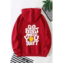 Blackjack Giyim Kadın Do What Baskılı Kapüşonlu Sweatshirt Kırmızı
