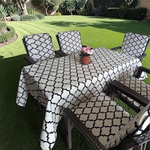 Sandalye Minderi Ve Masa Örtüsü Fermuarlı Lastikli 6'lı 4 Cm Sünger Alt 42x42 Sırt 42x42 Beyaz-siyah Beyaz - Siyah