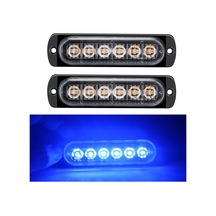 Xindoker 12-24v Araçlar İçin 6led Ultra İnce Mavi Flşör Işığı, 16 Flaş Modu, Ip65 Su Geçirmez, Araba/motosiklet/kamyon Uyumlu, 2 Adet Siyah