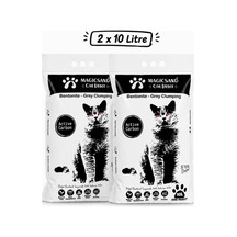 Aktif Karbon Kedi Kumu, Bentonit, Gri Topaklaşan, 10 L X 2 Adet