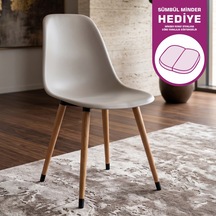 Vilinze Eames Naturel Ahşap Ayak Plastik Gri Sandalye Eames-beyaz Gri - Naturel