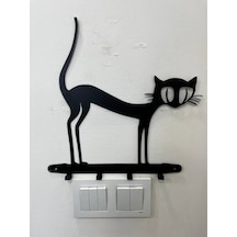 Lazer Kesim Kedi Metal Askı Siyah