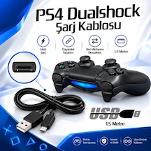 Ps4 Dualshock Şarj Kablosu 1.5 Metre Micro Usb Oyun Kolu Şarj Ve Data Aktarım Kablosu