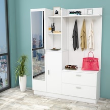 Robinhome Robin Home Vestiyer Ayakkabılık Portmanto Aynalı Raf Beyaz No 5