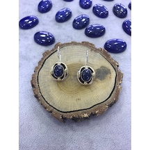 Lapis Lazuli Taşı Gümüş Küpe 925 Ayar Doğal Taş