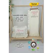 Gros Shop Müslin Yeni Doğan 4katlı Organik %100pamuk Kişiye Özgü Nakışlı Hastane Çıkış Seti Çoklu Papatya Ekru