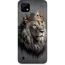 Realme C21 Uyumlu Taçlı Aslan 1 Desenli Silikon Kılıf