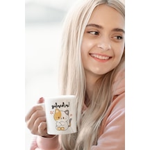 Gülmedim-sevimli Kedi Baskılı Hediyelik Eğlenceli Komik Beyaz Kupa Bardak