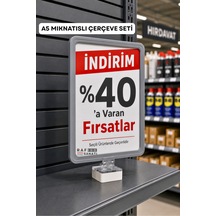 A5 Mıknatıs Tutuculu Fiyatlık Etiketlik Dikey Yatay Ve Bilgilendirme Çerçevesi Gri