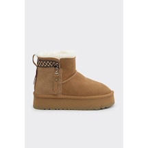 Derinet Comfort Bilek Kürklü Kadın Bot Camel Camel
