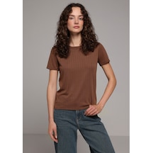 Colin's Colins Regular Fit Yuvarlak Yaka Düz Kadın Kahverengi Kısa Kol Tişört Cl1080442 Q1.v1 Brw